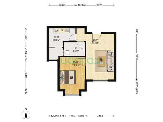 中交上东湾 1室1厅1卫 68平方