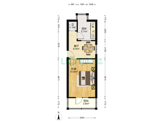乘警队小区（北院） 1室1厅1卫 31平方