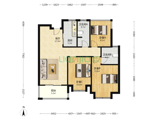 深业青麓上居 3室1厅2卫 106平方
