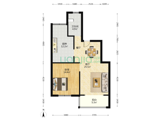 金海湾龙门府 1室1厅1卫 75平方