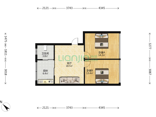 新新建筑工程公司 2室1厅1卫 71平方