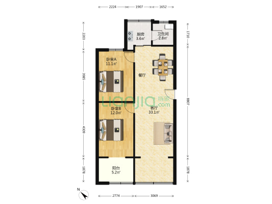 星辉东路6号 2室1厅1卫 75平方