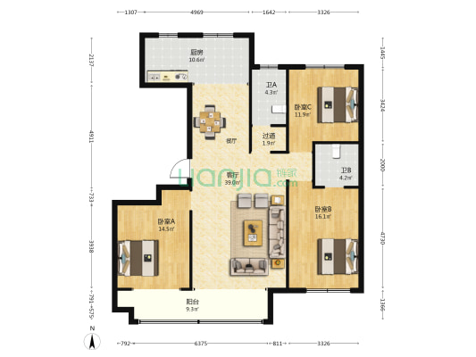 一象澜湾 3室1厅2卫 151平方