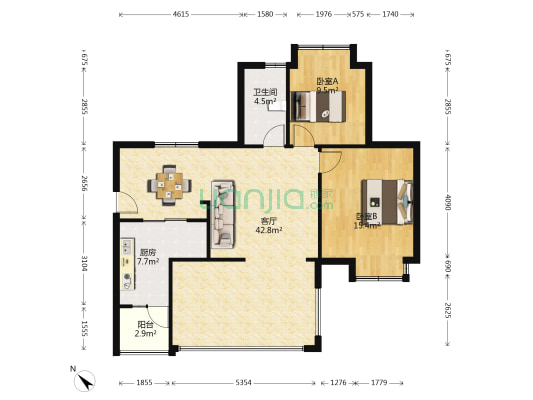 河滨鹭岛 2室1厅1卫 96平方