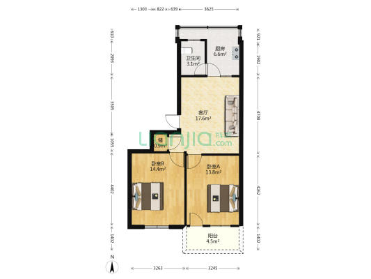 龙庭花园西区 2室1厅1卫 61平方