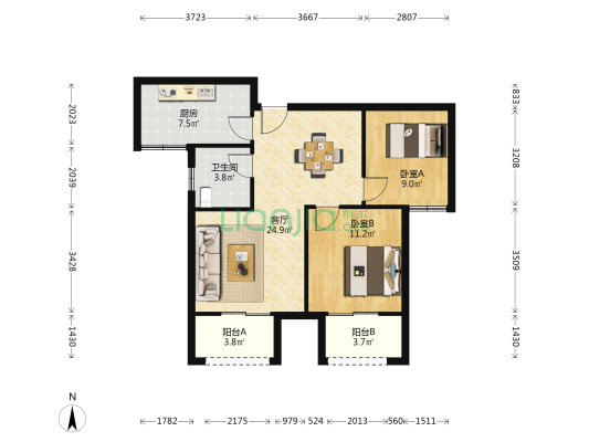 国联春风苑 2室1厅1卫 90平方