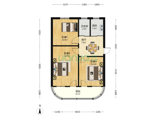 水斋庵 3室1厅1卫 69平方