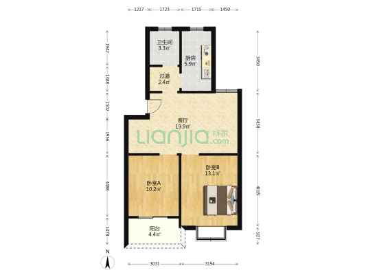 东圣花园 2室1厅1卫 74平方