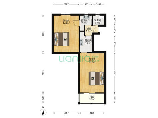 建西小区 2室0厅1卫 57平方