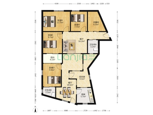扬子十一村 4室2厅2卫 75平方