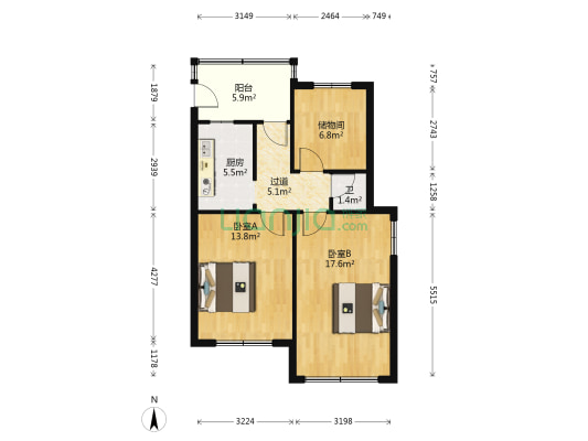 经五路4号 2室0厅1卫 65平方