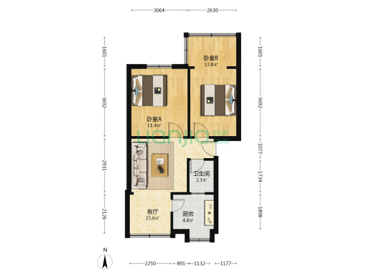 九里堤南路67号 2室1厅1卫 56平方