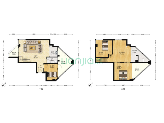 BOBO公寓 4室1厅2卫 129平方