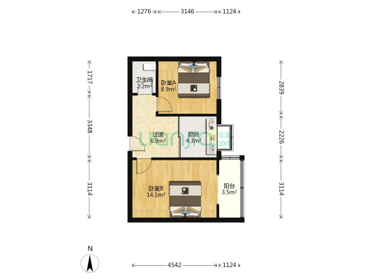 公共交通第三公司家属院106街坊 2室0厅1卫 47平方
