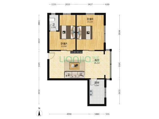 盾华住宅楼 2室1厅1卫 94平方