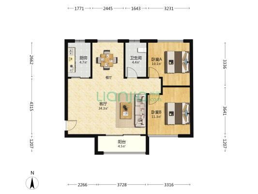 深城投十一街区 2室1厅1卫 103平方