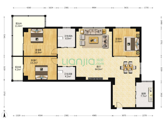 信宜大厦 3室1厅2卫 183平方