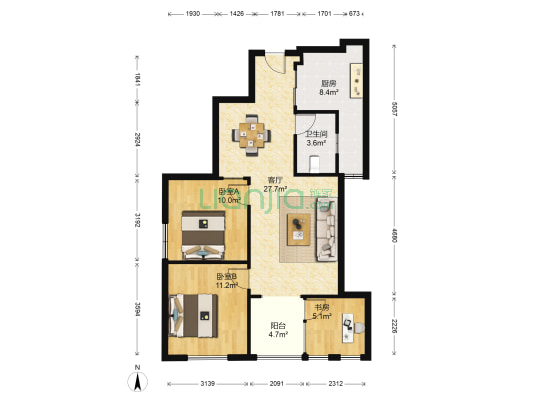 龙阳时代 3室1厅1卫 89平方