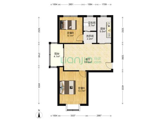 锦乐馨苑西苑 2室1厅2卫 78平方