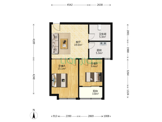 嘉汇名园 2室1厅1卫 78平方
