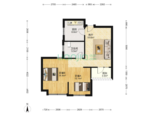 学府佳苑 2室1厅1卫 78平方