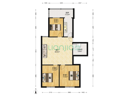 建新东路308号 3室1厅1卫 99平方