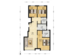 南北通透三居室，毛坯房， 步行到幼儿园 。-涿州华远海蓝城二期户型图