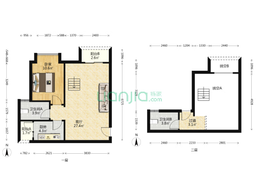 合能枫丹玖悦 1室1厅2卫 79平方
