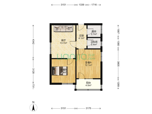 菜市新村 2室1厅1卫 63平方