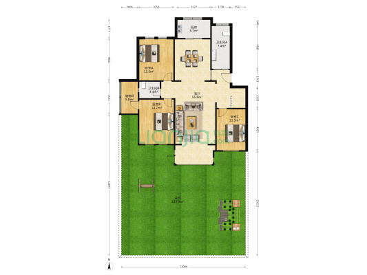 皇嘉花园 3室1厅2卫 136平方