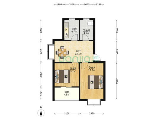 尹东八村一区 2室1厅1卫 74平方