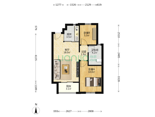 十里长江江悦 2室1厅1卫 62平方