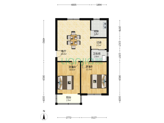 合肥工业经济职业技术学院 2室1厅1卫 69平方