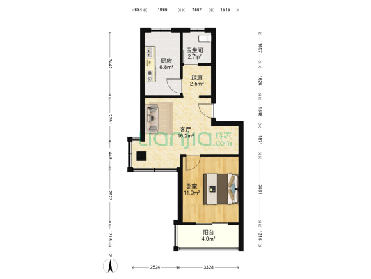 缤纷北苑 1室1厅1卫 52平方