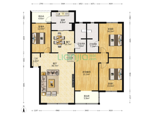 生态苑 4室2厅2卫 173平方