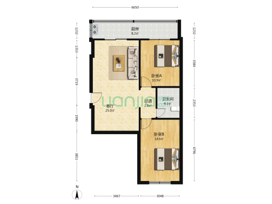 长青里 2室1厅1卫 76平方
