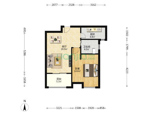 宝菊清水园 1室1厅1卫 71平方