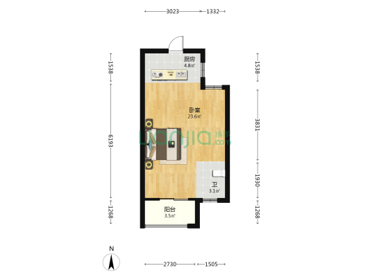 园和新苑 1室0厅1卫 45平方
