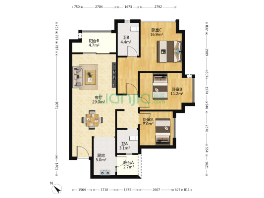 御璟湖山璟园 3室1厅2卫 102平方