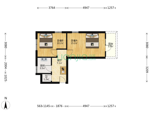 汉阳道 2室1厅1卫 34平方