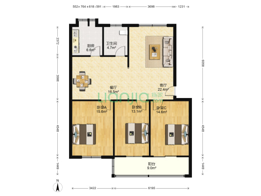 计划路1-15号 3室2厅1卫 122平方