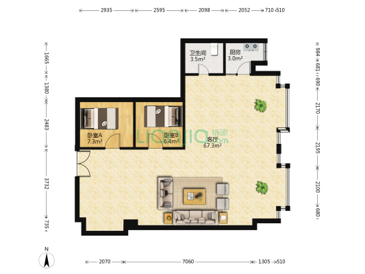 成贤大厦 2室1厅1卫 125平方