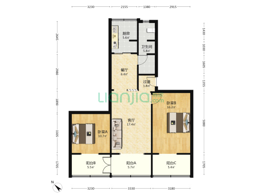 东华门街9号 2室2厅1卫 75平方