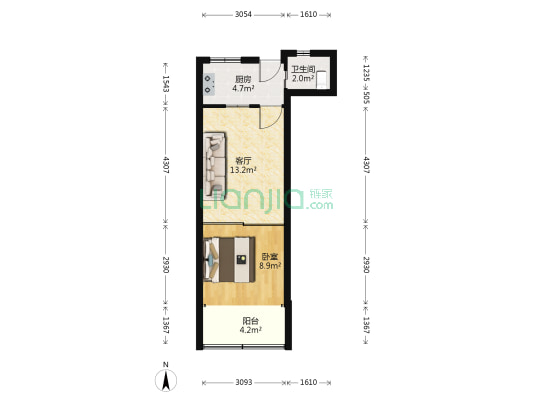 华馨小区 1室1厅1卫 40平方
