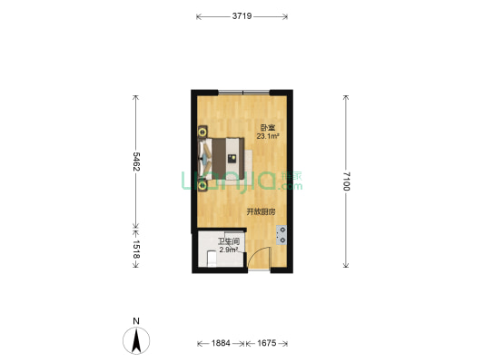 汇港新城 1室0厅1卫 35平方