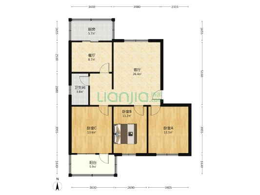 光明小区 低楼层 采光没问题 满五税低-户型图