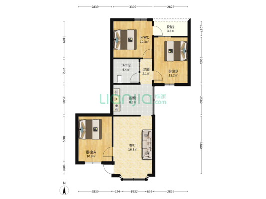 下角东路三巷3号之一 3室1厅1卫 86平方