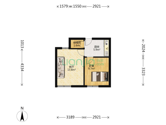 下中渡口 1室1厅0卫 39平方