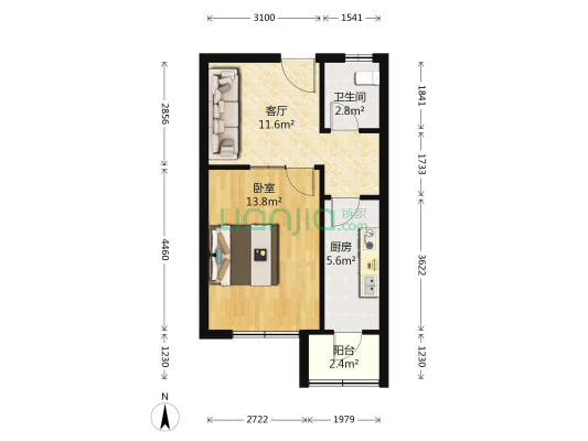 岷江西里 1室1厅1卫 45平方
