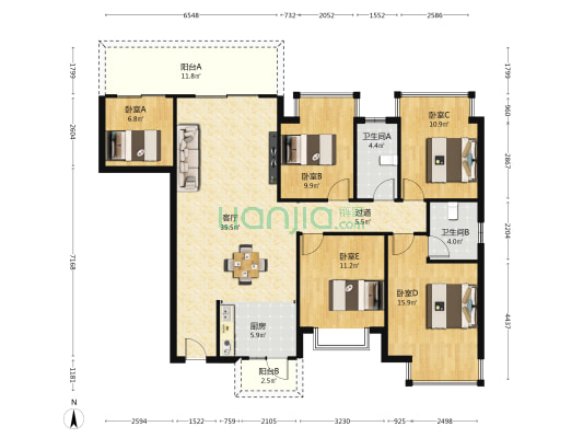 茂珑凤岭学府 5室1厅2卫 143平方